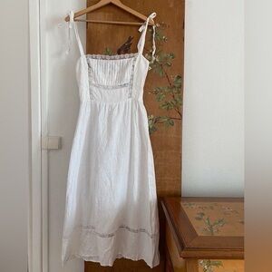 Urban Outfitters White Lace Trim Strappy Tank Mini Dress